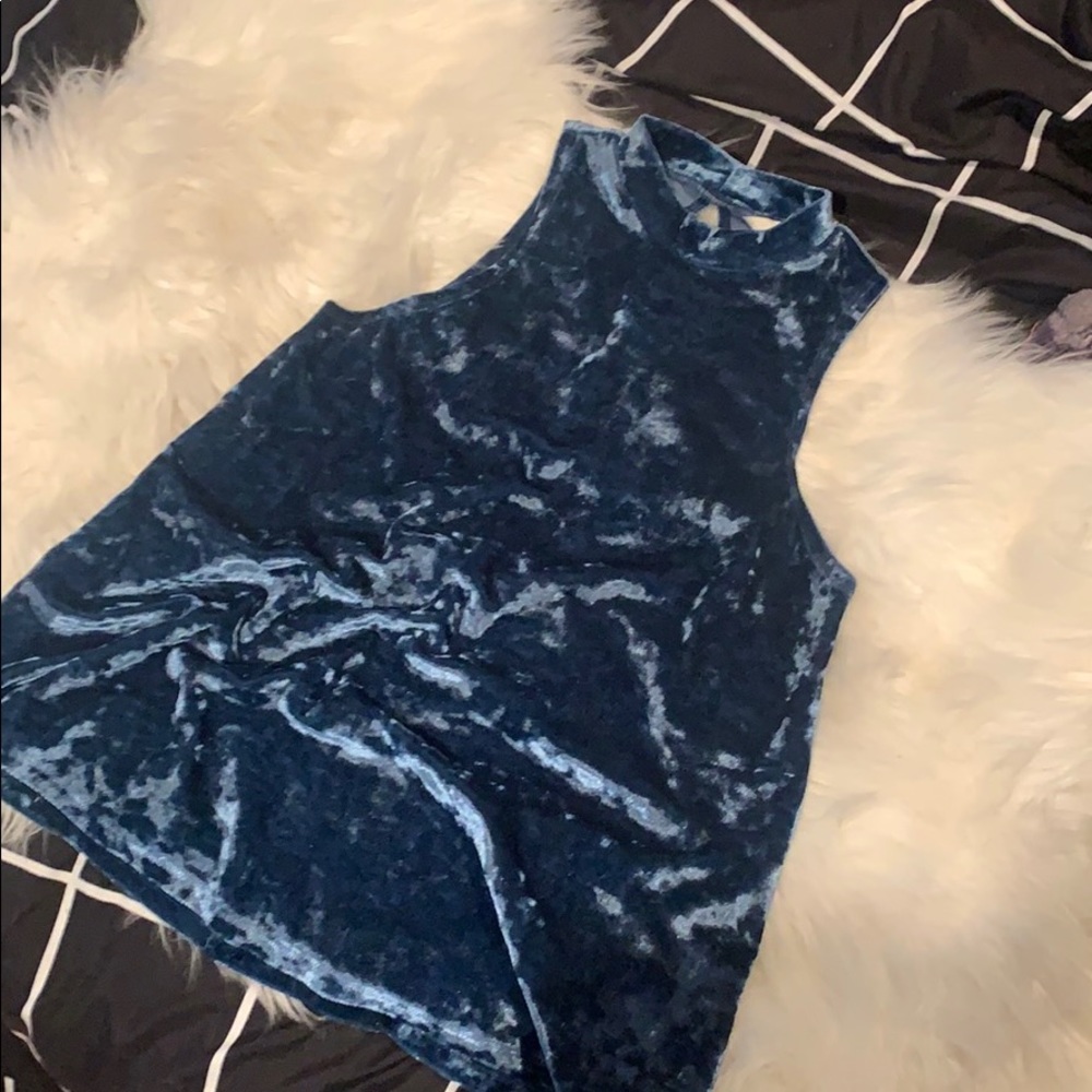 Teal Crushed Velvet Mocked Turtle Neck